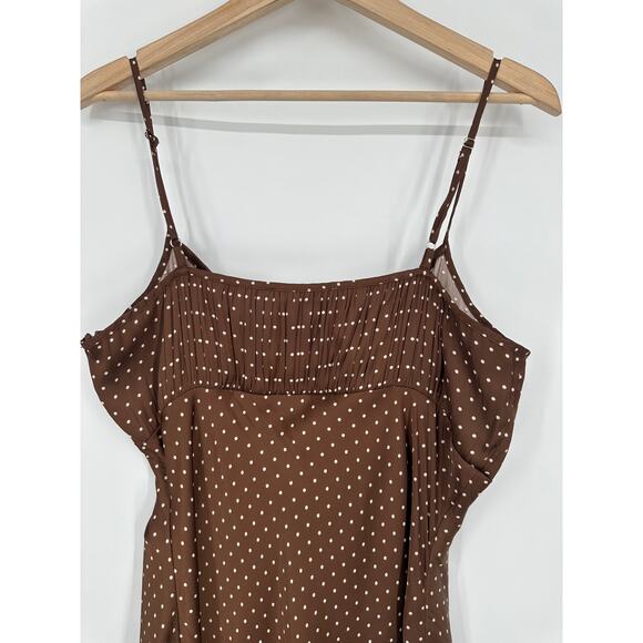 Ciao Lucia Leo Satin Midi Slip Dress Polka Dot Keyhole Tie Front Spaghetti Strap - Picture 9 of 12